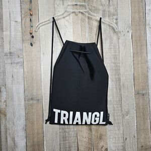Triangle Swimwear Drawstring Backpack Black Medium Size Scuba Fabric